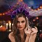 Halloween Halo Floral Crown Headband Sequins Flower Day of the Dead Crown Spiders Festival Halloween Costume Headdress for Women and Girls